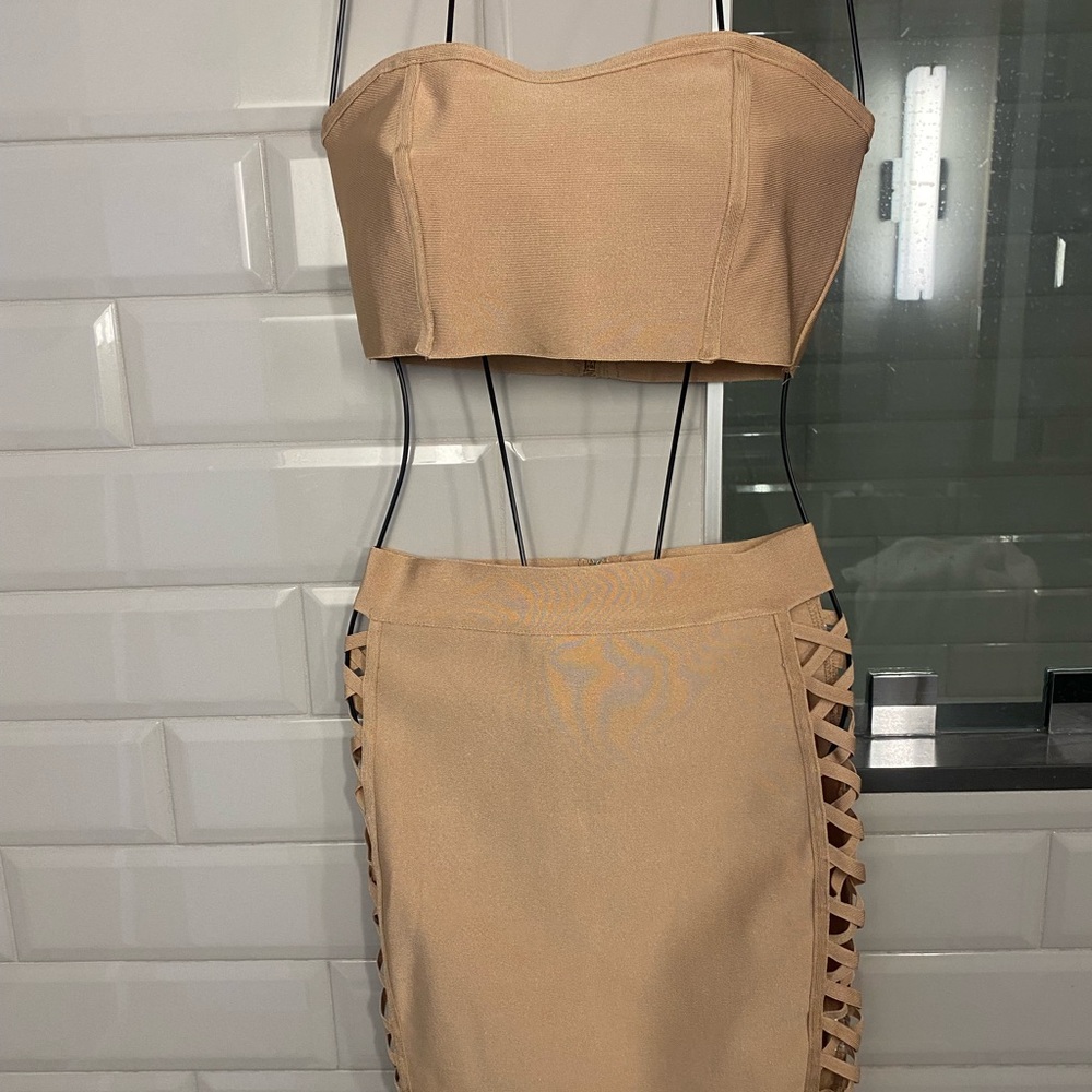 Bandage 2 piece midi skirt set
